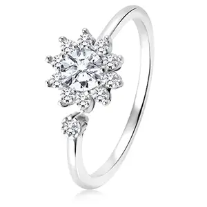 Peora 925 Sterling Silver Floral Cubic Zirconia Rhodium Plated Ring for Women Girls (Size- US 8)