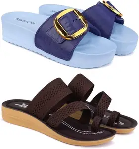 BERSACHE Extra Soft Classic Casual Slippers for Women with Regular wear | Ultra Soft & Flexibility Technology | C Slipper-6181-6141 Multicolor