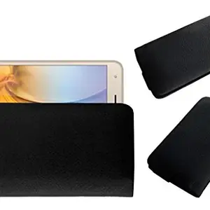 ACM Rich Soft Handpouch Carry Case Compatible with Intex Aqua 5.5 Vr+ Mobile Leather Cover Black
