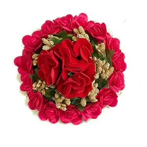 GuruEmbellish GuruEmbelish Artificial Flower Hair Bun Gajra/Bridal Hair Styling Accessories Women and Girls/Pack of 01/Red