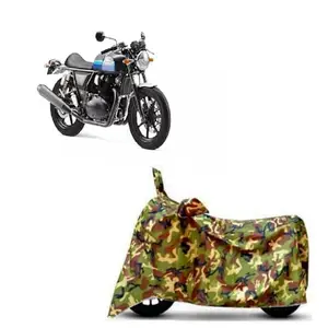 Aarav Moto Dust & Waterproof Bike Body Cover for bullat with Double Mirror Pocket jungal Green (4x4 Matty) (Royal Enfield Continental)