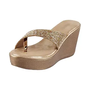 Metro Womens Synthetic Antic Gold Slip Ons (Size (7 UK (40 EU))