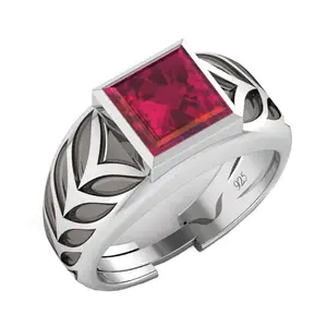 Vitra jewellery Attracts Money Wealth and Success Nuri Ruby Substitute/Red Zircon Ring For Men Real Silver 925 Ring Suitable For All Zodiac Sign Adjustable Ring Size Certificate of Authenticity and 925 Stamp