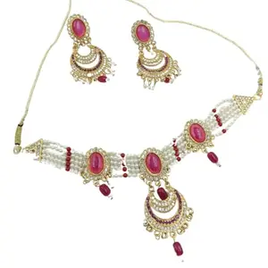 Shimmering Rajputi Pink Chick/Necklace for Women