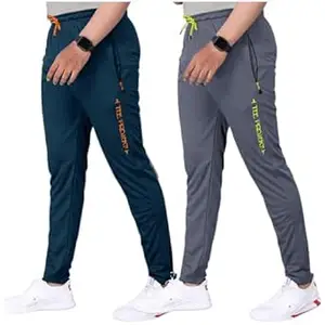 Visit the Pinkmint Store Pinkmint Men Combo Track Pant with Lycra Elastic Jogger Suitable for Active Wear, Jogger Yoga Wear, Sports (Pack of 2)