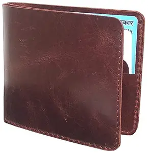 Men Brown Pure Leather RFID Wallet 8 Card Slot 1 Note Compartment Saiqa2096