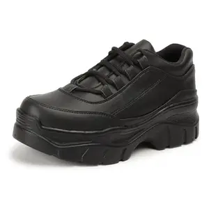 Vendoz Women Casual Stylish Black High Heel Sneaker Shoes