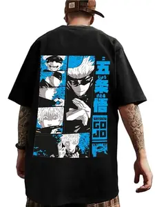Benny Brooks Black Cotton Graphic Printed Oversized t Shirt for Men | Backprint Oversized t Shirt |156 |L