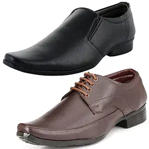 Vitoria Combo Pack of 2 Formal Shoes,Perfect Men's and Boys-Office Shoes/Suit Shoes/Dress Shoes/Party Shoes Multicolor