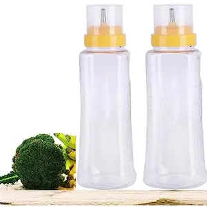Mannat Plastic Oil Dispenser Bottle|Easy to Pour|Leak-Proof|Oil Container Transparent|1000 ml Capacity|Anti Skid & No Spill Bottle(Multicolor,Yellow)|Pack of 2