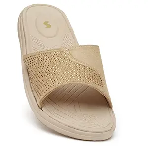 SOLETHREADS PALM SLIDES | Durable | Sturdy | Light | Comfortable | Shock Absorbent | Slippers | Flip Flops | Slides for Women |BEIGE | UK5