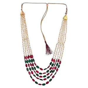 KRISHNA_CREATION Pearl Necklace Set Jewellery for Women and Girls (Red & Green)