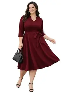 AMEEZA Women's Plus Size Summer Wear Midi Dresses