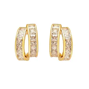 Jewels Galaxy Gold Plated Beautiful Korean Twin Hoop-Like Stud Earrings (FMYN-ERG-35770)