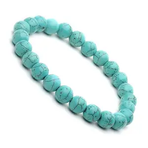 Sukhad Firoza/Turquoise Crystal Stone Healing Beaded Bracelet for Men and Women (8 mm)