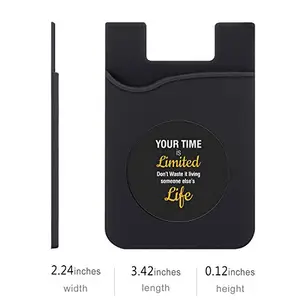 Plan To Gift Set of 3 Cell Phone Card Wallet, Silicone Phone Card Id Cash Wallet with 3M Adhesive Stick-on Time is Limited Printed Designer Mobile Wallet for Your Phone & Tablet