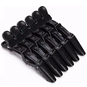 Fashion Fitoor Professional Hair Styling Clips Sectioning Crocodile Hair Clips/Plastic Hair Grip Clips Cutting Clamps Styling Sectioning Clips Hairdressing Styling - Black, Pack Of 6
