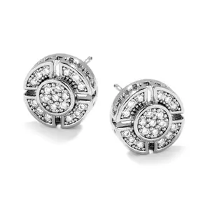 Peora Silver Plated Cubic Zirconia Studded Fancy Stud Earrings Fashion Jewellery for Women Girls