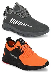WORLD WEAR FOOTWEAR Multicolor (9307-9324) Men's Casual Sports Running Shoes 6 UK (Set of 2 Pair)