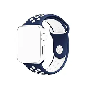 Tech Corner Perforated Silicone Nike Sports Strap 42mm/44mm/45mm/49mm for Apple Watch (Navy Blue)