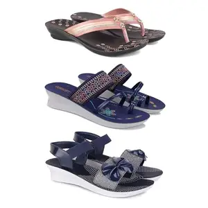 Women's Comfortable Sandal,Casual Lightweight Sandal for Everyday Wear | (COMBO-3)-1956-1947-1972-8