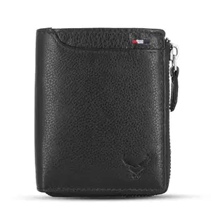 REDHORNS Genuine Leather Wallet for Men RFID Wallet with 6 Credit, Debit Card Slots, Slim Leather Purse for Men - (1101NP_Black)