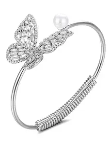 YouBella Jewellery for Women Stylish Celebrity Inspired Crystal Butterfly Shaped Bracelets for Women and Girls (Silver)