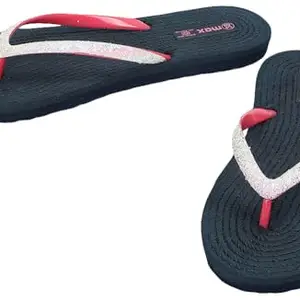 Max Women Textured V-Strap Slippers, NAVY, 39