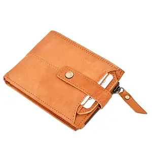FOXYFOOT Men Casual Tan Genuine Leather Wallet - Regular Size (9 Card Slots)