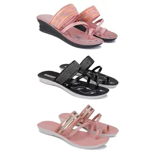 Women's Comfortable Sandal,Casual Lightweight Sandal for Everyday Wear for women's(GR-(COMBO-3)-1950-1946-1944-8)