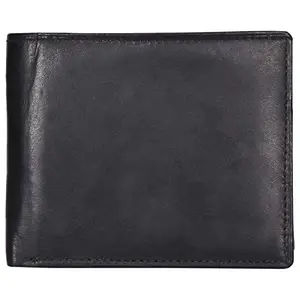 LMN Genuine Leather Black Wallet for Men 614703 (7 Credit Card Slots)