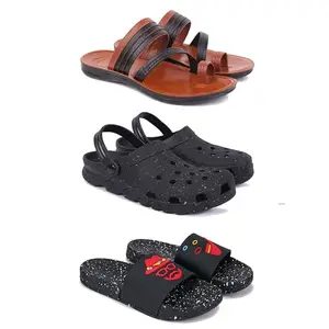 DRACKFOOT Men's Sandals | Lightweight Wear| Stylish & Easy to Wear For Men's GR-SAN-(3-COMBO)-3151-3058-3034-6