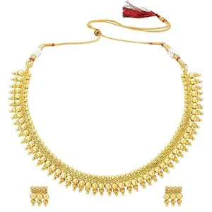 IMMIJWELL Gold Plated Elegant Indian Traditional Choker Necklace with Earring Jewellery Set for Women Girls