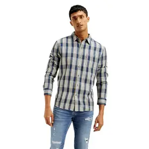 Levi's Men's Checkered Slim Fit Shirt (32874-0626_Blue