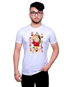 NITYANAND CREATIONS Round Neck Printed Half Sleeve Regular fit Casual T-Shirt for Men and Women-PGF-144-L White