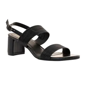 Khadim's Cleo Black Block Heel Sandal for Women (6890076)