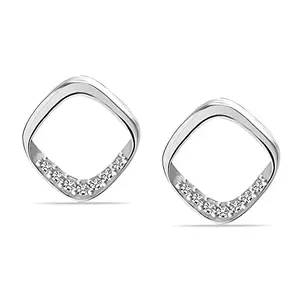 LeCalla 925 Sterling Silver BIS Hallmarked Square CZ Stud Earrings for Women and Girls