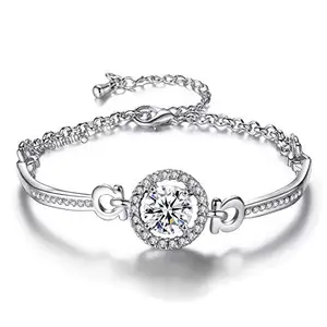 Shining Diva Fashion Platinum Plated Latest Bangle Bracelet for Girls and Women
