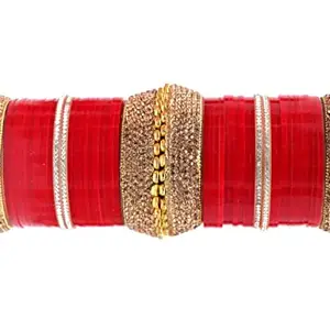 Navjai Bangles Set Traditional Design Punjabi Choora For Bridel Marriage Wedding Dhulhan Latest Stylish Chura Set for Women & Girls (Red Chura, 2.6)