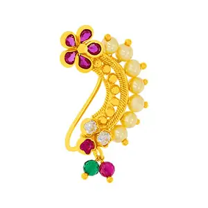 WHP Jewellers Yellow Gold Nath for Women | Maharashtrian Nath for Women | Gold Nose Nath | Gold Traditional Marathi Nath | Womens Fashion Jewellery | Great for Gifting