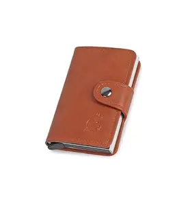 Stealodeal Light Brown RFID Protector Pu,Aluminum ATM/Credit/Debit 6 Slots 2 Cash Slot Men & W0men Card Holder