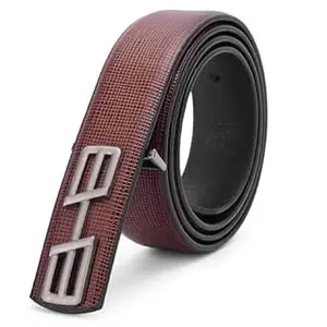 Kastner Men's Formal and Casual Pin Closer PU Leather Belt with Textured Design and Buckle