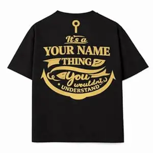 Crafted Signature Back Print Pure Cotton Graphic Print Round Neck Half Sleeves Fit Unisex T-Shirt Featuring Viking Warrior Design “Never Underestimate The Power Your Name”(BKP-02-TS-ANCHOR)