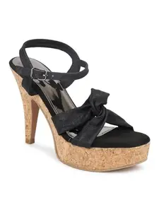 INC.5 Women Black Textured Platform Heels