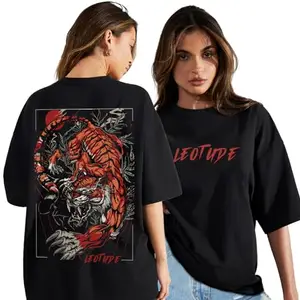 LEOTUDE Oversized Round Neck Women's T-Shirts (GRL_FS49_BLK_Kind_P_Black2_XL)