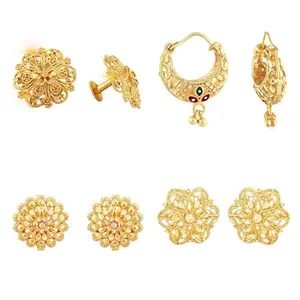 VFJ VIGHNAHARTA FASHION JEWELLERY Vighnaharta Traditional 1gm Gold Plated Alloy Earring Combo set. (Pack of 4 Pair Earring)