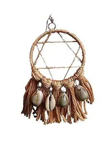 Hemdar Collection handmade earrings hoops in beige color with sea shells boho earrings crochet hoops earrings for womens and girls