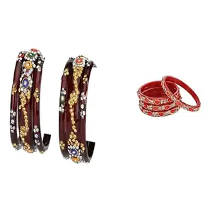 Somil Elegant Combo Bangles For Women & Girls | Stylish Bangles Set For Everyday & Functions, Pack Of 10, Maroon, Red -B494