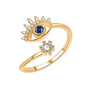 MYKI Pretty Evil Eye Ring For Women & Girls (Gold)