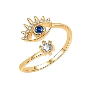 MYKI Pretty Evil Eye Ring For Women & Girls (Gold)
